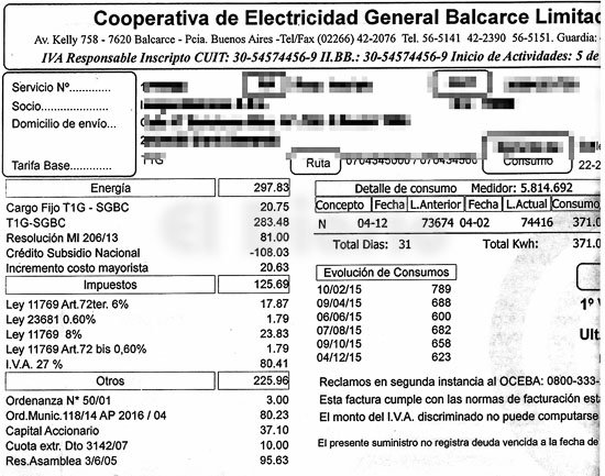 Piden rever la carga impositiva  incluida en las facturas de luz