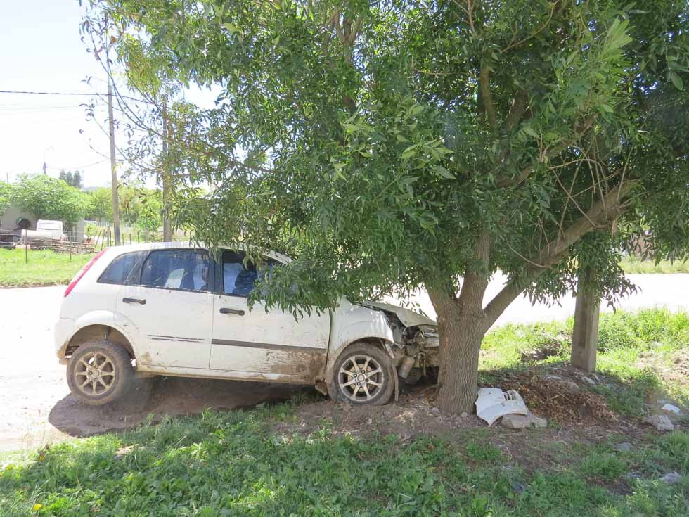 Joven hospitalizado al impactar un auto contra un árbol