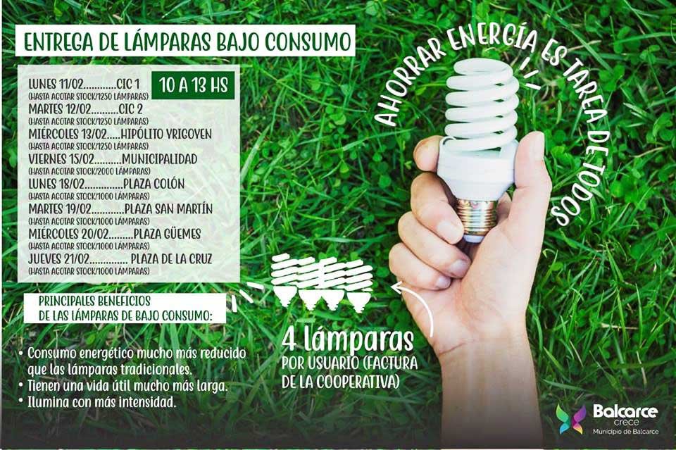 Se entregarán en forma gratuita  lámparas de bajo consumo