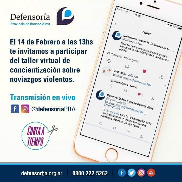 La Defensoría del Pueblo  brindará un taller virtual  sobre noviazgos violentos
