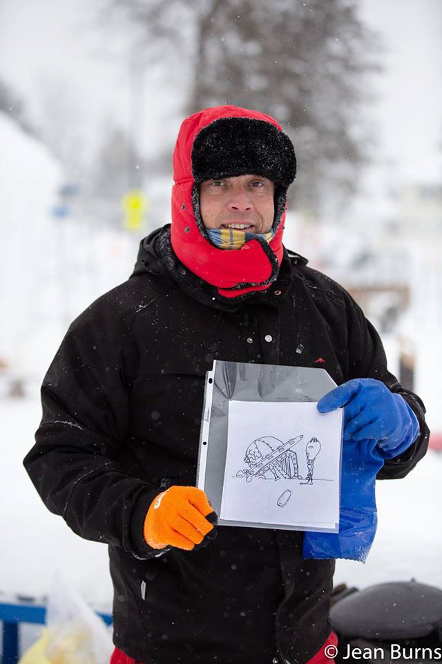 Javier Elissamburu está compitiendo en  torneo de Escultura en Nieve  en EE.UU