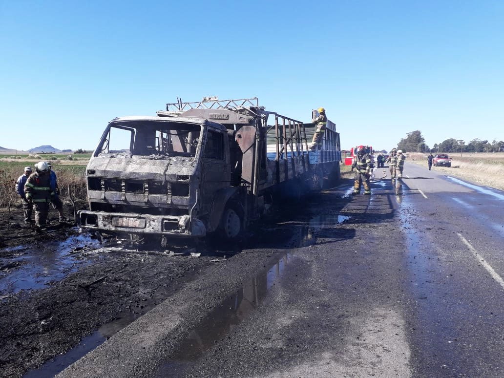 El fuego destruyó un camión