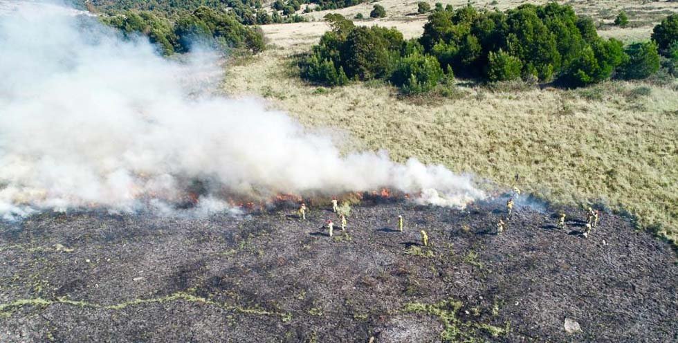 Intensa labor de los Bomberos para  extinguir un incendio en La Barrosa