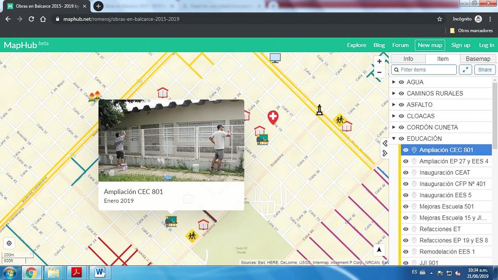 Un mapa interactivo muestra las obras  realizadas desde 2015 a la fecha