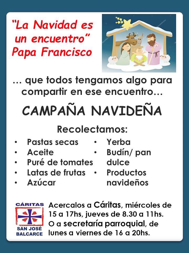 Cáritas inició su colecta  para poder entregar  bolsas navideñas a las familias carenciadas