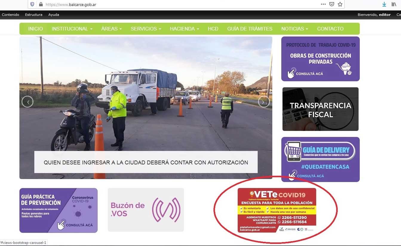Se puede acceder a la encuesta  VETe a  través de la página web del Municipio