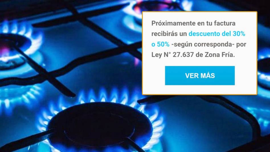 Camuzzi ya informa a los usuarios que la próxima factura llegará con descuentos