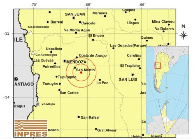Un fuerte sismo de 5.4 grados sacudió el sur Mendoza