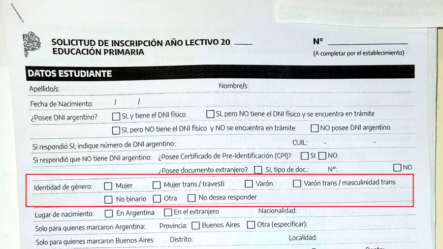 La inscripción a escuelas bonaerenses ahora incluye las opciones “trans”, “travesti” y “no binario”