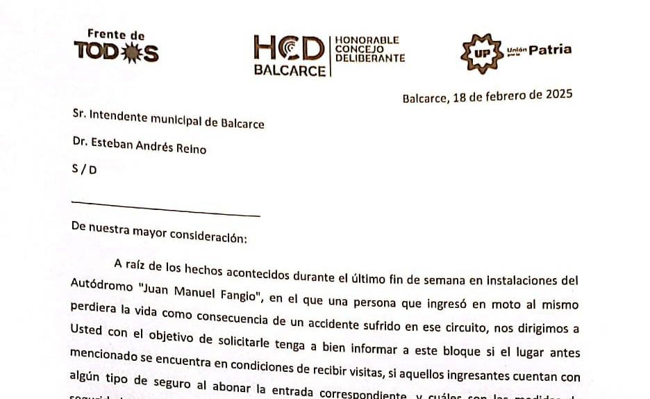 Elevaron una nota al Ejecutivo pidiendo medidas de seguridad en el Autódromo